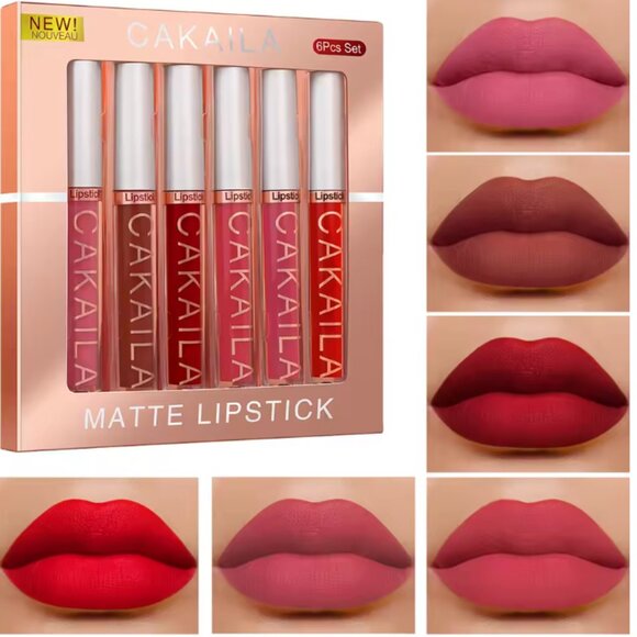 CAKAILA 6-Color Lip Gloss Lipstick Set Liquid Matte Velvet Matte Women's Makeup - Picture 2 of 4